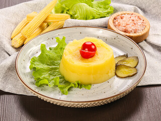 Mashed potato puree served salad
