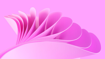 Fototapeta na wymiar Abstract pink fashion background. Curvy layers wallpaper. 3d rendering