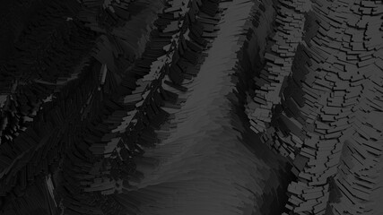 Abstract parametric black background. 3d rendering