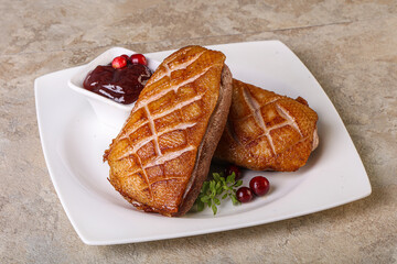 Roasted duck breast with sauce