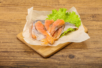 Sliced natural wild trout fillet