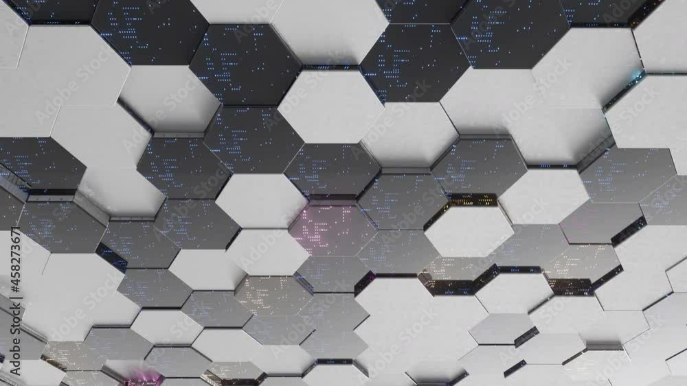 Poster 3d abstract technology looping animation background. abstract concept data center technology. artifi