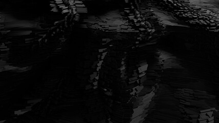 Abstract parametric black background. 3d rendering