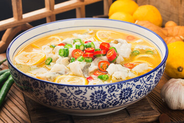 Chinese food: Lemon perch fillets,