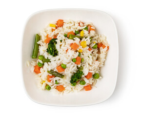 Bowl with tasty rice and vegetables