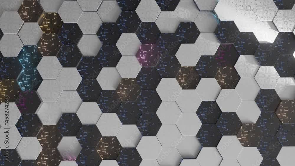 Poster 3d abstract technology looping animation background. abstract concept data center technology. artifi