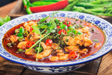 A Chinese delicacy: boiled fish