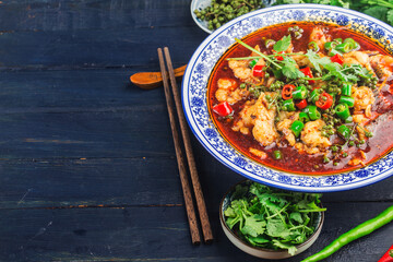 A Chinese delicacy: boiled fish