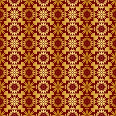 Red gold seamless pattern with regular embellishments..Background like luxury wrapping paper..Design for printing paper as a gold background.