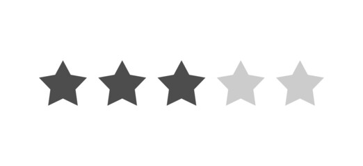 Rating sticker icon with three stars on a white background. Flat design. White background. Isolated vector icon. Vector graphics.
