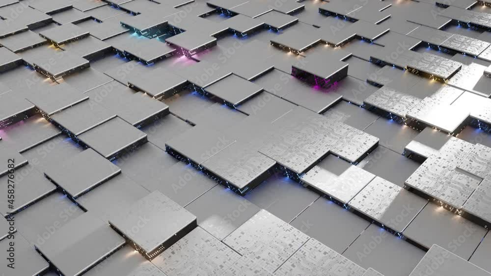 Poster 3d abstract technology looping animation background. abstract concept data center technology. artifi