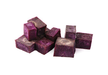 cube purple carrot isolated on white