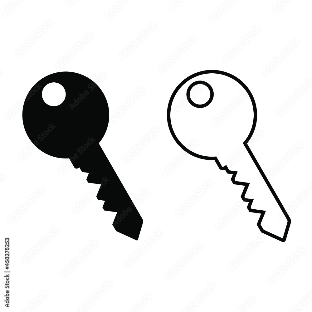 Poster key icon. set of black icons of keys in flat style. linear key symbol isolated. vector illustration.