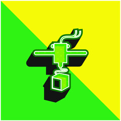 3d Printer Variant Green and yellow modern 3d vector icon logo