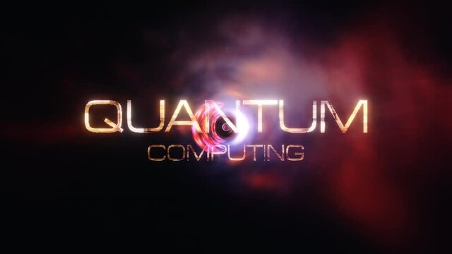 Quantum Computing Futuristic Cinematic Title Banner Background Concept. 4K 3D rendering seamless loop creative Quantum Computing animation with particle elements tunnel effect for intro title.
