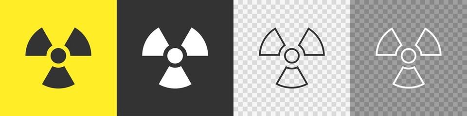 Radioactive toxic nuclear set icons on white background. Flat vector - obrazy, fototapety, plakaty