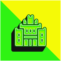 African Heritage House Green and yellow modern 3d vector icon logo