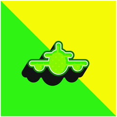 Airplane Green and yellow modern 3d vector icon logo