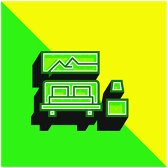 Bedroom Green and yellow modern 3d vector icon logo