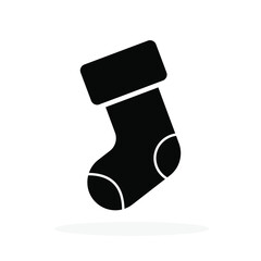 Christmas sock icon. Black christmas sock isolated. Vector illustration