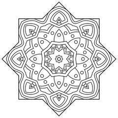 Table and floor inlay pattern. Abstract ornament with many details and geometry elements in form of mandala. Vector illustration for coloring book, henna, mehndi, decoration