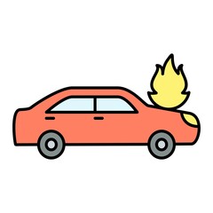 Vector Car Fire Filled Outline Icon