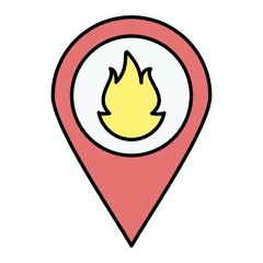 Vector Fire Location Filled Outline Icon