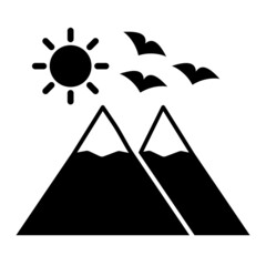 Vector Mountains Glyph Icon Design