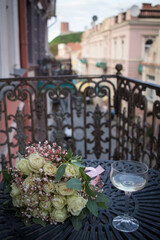 street cafe with flowers