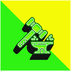 Blacksmith Green and yellow modern 3d vector icon logo