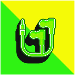 Big Earphones Green and yellow modern 3d vector icon logo