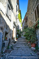 Fototapeta na wymiar A narrow street in Bracciano, an old town in Lazio region, Italy.