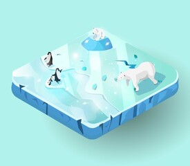 Mini-World Of Ice, Island Or Piece Of Land, Isometric view