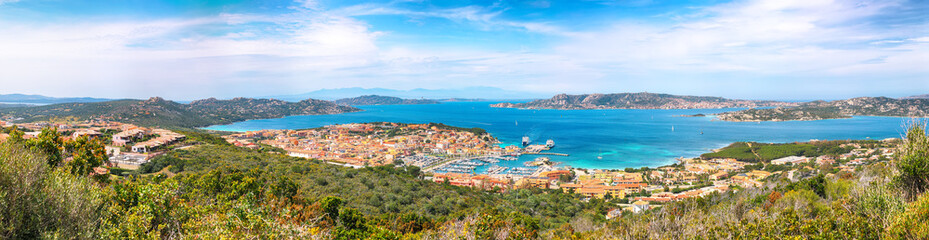Naklejka na ściany i meble Astonishing view on Palau port and Santo Stefano with La Maddalena islands