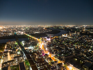 市川市の150m展望台からの東京都心の夜景