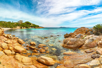 Astonishing view of Capriccioli beach in Costa Smeralda.