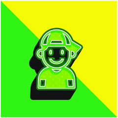 Boy Green and yellow modern 3d vector icon logo