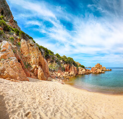 Captivating view of Li Cossi beach on Costa Paradiso resort.