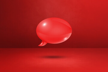 Red speech bubble on concrete wall background