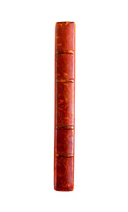 Old book spine on white background