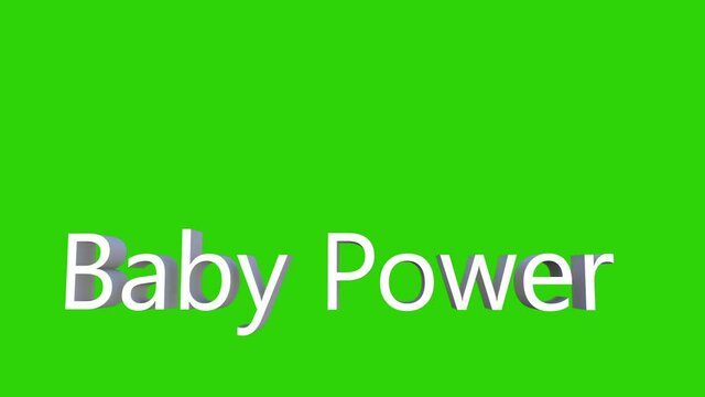 Baby jumping over Baby Power text, Green Screen Chromakey