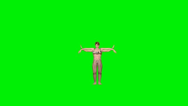 Beautiful woman belly dancing, hypnotical mirror moves, Green Screen