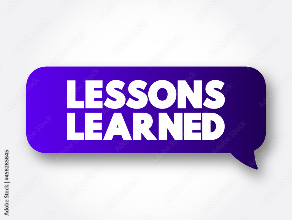 Poster lessons learned text message bubble, concept background