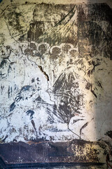 Naklejka premium painting of the walls of a destroyed Orthodox church