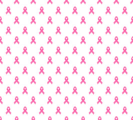 Breast cancer awareness month symbol emblem seamless pattern. vector.