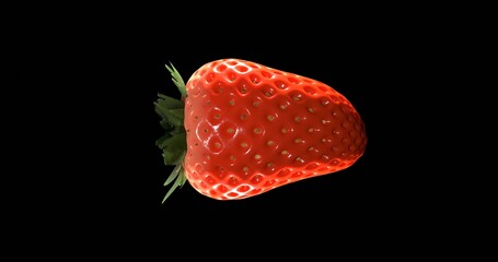strawberry with a black background. 3d rendering