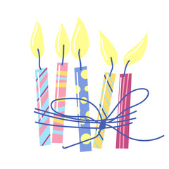 Illustration of Happy Birthday candles. Celebration or holiday item.