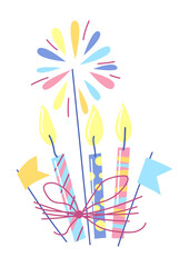 Illustration of Happy Birthday candles. Celebration or holiday item.