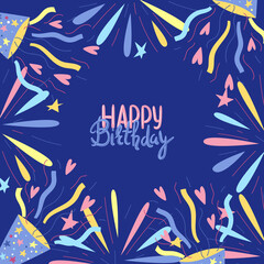 Happy Birthday greeting card. Celebration or holiday items.