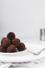 chocolate cake truffles coated in cocoa powder
